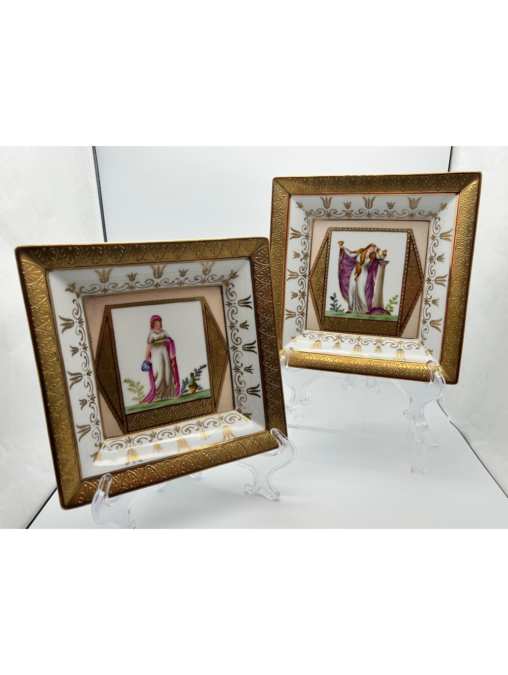 2 Vintage Porcelain Gold Gilded Trinket Dishes in the Style of Royal Vienna